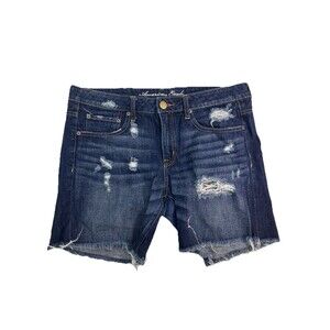 American Eagle Hi Rise Distressed Cutoff Denim Shorts Women’s Size 4 Blue